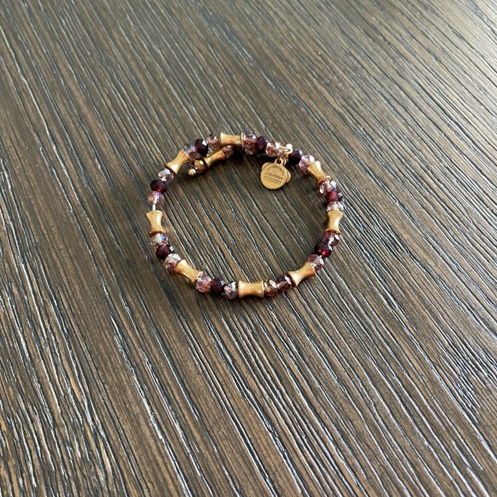 Alex and Ani Gold and Purple Bracelet